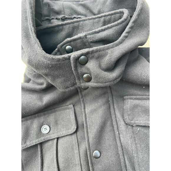 North Zone Jacket Men Size Large Black Hooded Full Zip Button Snap Pockets - Picture 5 of 9